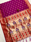 Magenta color soft kanchipuram silk saree with zari weaving work