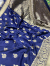 Navy Blue color soft banarasi silk saree with zari weaving work