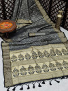 Black color soft banarasi silk saree with woven work