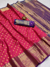 Pink color soft banarasi silk saree with zari woven rich pallu and border