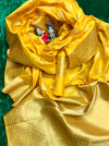 Yellow color soft banarasi silk saree with golden zari weaving work
