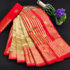 Beige color soft cotton silk saree with rich pallu