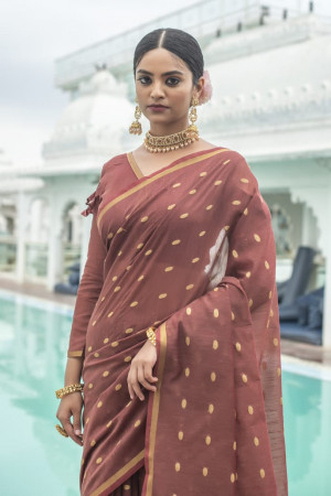 Magenta color sambalpuri cotton saree with zari border
