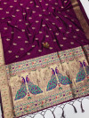 Magenta color paithani silk saree with gold zari weaving work