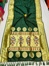 Green color paithani silk saree with gold zari weaving border