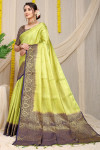 Pista color fancy silk saree with golden zari weaving work