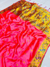 Baby pink color paithani silk saree with gold zari weaving work