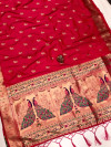 Pink color paithani silk saree with gold zari weaving work