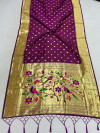 Magenta color paithani silk saree with gold zari border