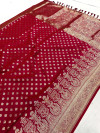 Pink color Banarasi Silk saree with Gold zari woven Border