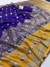 Purple color  kanchipuram silk saree with zari weaving work