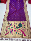 Purple color paithani silk saree with mina weaving zari pallu
