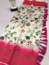 Multi color soft silk saree with printed work