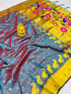 Rama green color paithani silk saree with gold zari weaving work