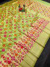 Parrot green color patola silk saree with woven design