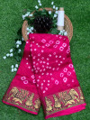 Pink color soft bandhani saree with hand bandhej print