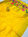 Yellow color paithani silk saree with gold zari weaving work