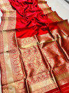 Red color soft kanchipuram silk saree with gold zari weaving work