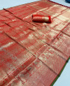 red color kanchipuram silk saree with zari weaving work