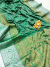 Rama green color kanchipuram silk saree with zari weaving work
