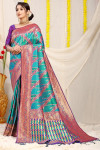 Rama green and firoji color banarasi silk sare with zari weaving work