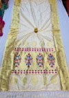 Off white color paithani silk saree with gold zari weaving border