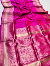 Rani pink color soft kanchipuram silk saree with gold zari weaving work