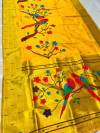 Yellow color paithani silk saree with gold zari weaving work