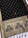 Black color paithani silk saree with gold zari weaving work