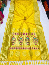 Yellow color paithani silk saree with gold zari weaving border