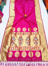 Pink color paithani silk saree with gold zari weaving border