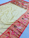 White color paithani silk saree with mina zari border
