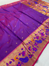 Purple color paithani silk saree with mina zari border