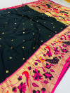 Black color paithani silk saree with mina zari border