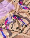 Purple color paithani silk saree with golden zari weaving work