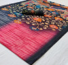 Black and pink color soft cotton saree with printed work