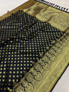 Black color Banarasi Silk saree with Gold zari woven Border