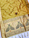 Mehndi green color paithani silk saree with gold zari weaving work