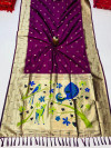 Magenta color paithani  silk saree with mina weaving zari pallu