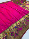 Rani pink color paithani silk saree with mina zari border
