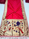 Pink color paithani silk saree with mina weaving zari pallu