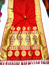 Red color paithani silk saree with gold zari weaving border