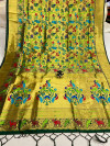 Green color pure kanchipuram silk saree with zari weaving work