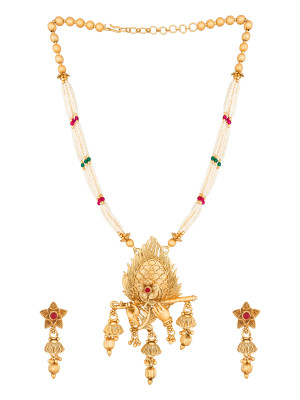 Kemp Stone Studded Long Necklace Set