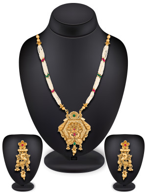 Kemp Stone Studded Long Necklace set
