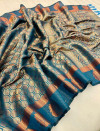 Firoji color kanchipuram silk saree with zari weaving work