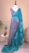 Rama green color soft cotton saree with digital printed work