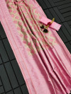 Baby pink color kanjivaram silk saree with zari weaving work