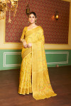 Yellow color soft cotton silk saree with woven design