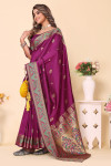 Magenta color paithani silk saree with zari weaving work